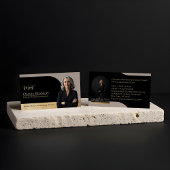 ラグジュアリー不動産アーチフレーム写真ブラックゴールド 名刺