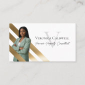 ラグジュアリー不動産エージェント ゴールド 写真 モノグラム ラックス 名刺 (正面)