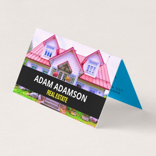 ラグジュアリー不動産 (QRコード) ハウス リアルター 折りたたみ 名刺 (正面)