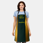 ラグジュアリー人気があるグリーン金ゴールドリネンテクスチャコレクション エプロン (着用した状態)