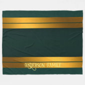 ラグジュアリー人気があるグリーン金ゴールドリネンテクスチャコレクション フリースブランケット (正面(横))