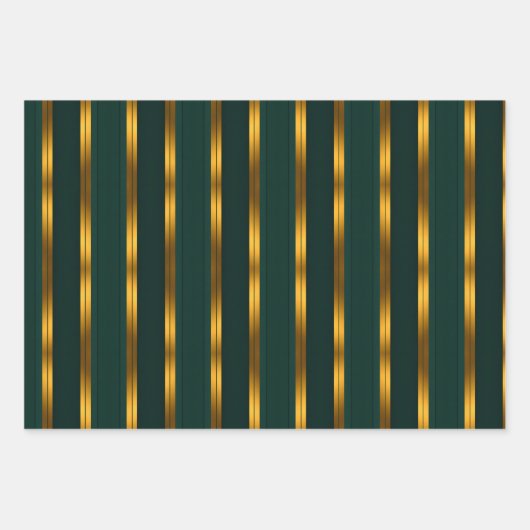 ラグジュアリー人気があるグリーン金ゴールドリネンテクスチャコレクション ラッピングペーパーシート (正面2)