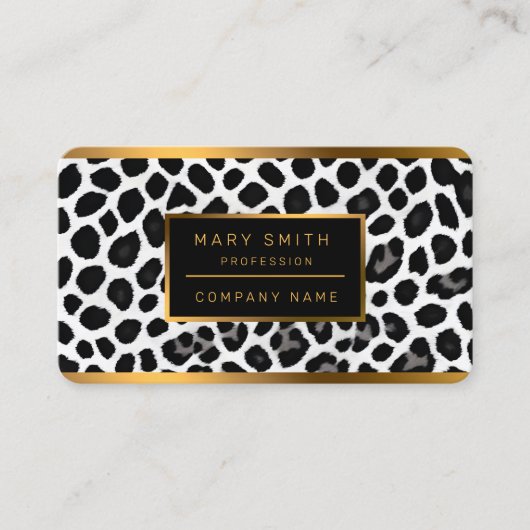 ラグジュアリー人気があるホワイトレオパードコレクシエレガントョン 名刺 (正面)