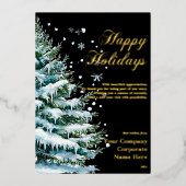 ラグジュアリー企業のスノーエバーグリーンホリデーフォイルカード 箔シーズンカード (正面)