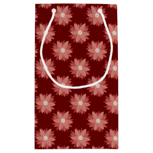 ラグジュアリー地球に優しマルーンポインセティアホリデイ スモールペーパーバッグ (裏面)