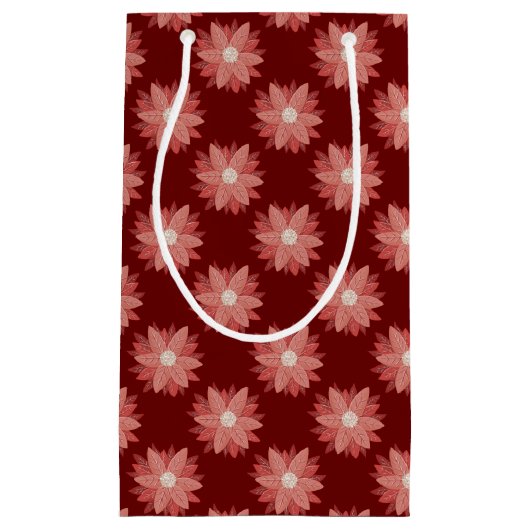 ラグジュアリー地球に優しマルーンポインセティアホリデイ スモールペーパーバッグ (正面)