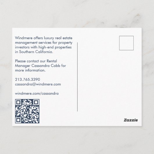 ラグジュアリー実在エスティエージェント不動産仲介業者プロパティマネージャ ポストカード (裏面)