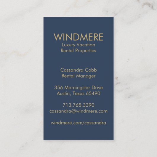 ラグジュアリー実在エスティエージェント不動産仲介業者プロパティマネージャ 名刺 (裏面)