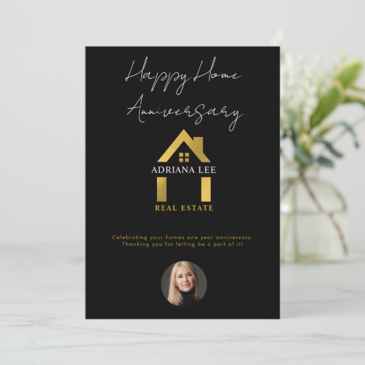 ラグジュアリー実在エステートエージェントハッピーホームアニバーサリー 招待状 (スタンド正面)