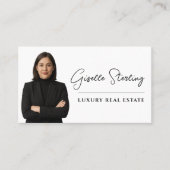 ラグジュアリー実在エステートホワイトブラックスクリプト 名刺 (正面)