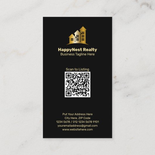 ラグジュアリー実在バリテートエージェントフォトブラック金ゴールド 名刺 (裏面)