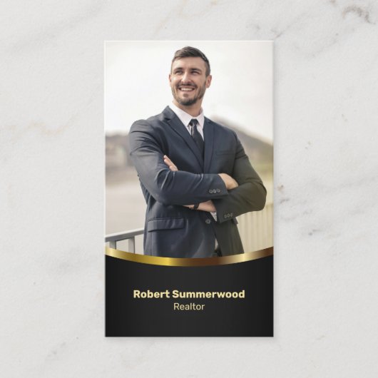 ラグジュアリー実在バリテートエージェントフォトブラック金ゴールド 名刺 (正面)