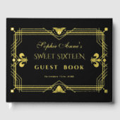ラグジュアリー実在フォイル金ゴールドブラックSweet sixteenパーティー ゲストブック (正面)