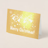 ラグジュアリー実在金ゴールドメリークリスマスタイポグラフィ 箔カード (正面)