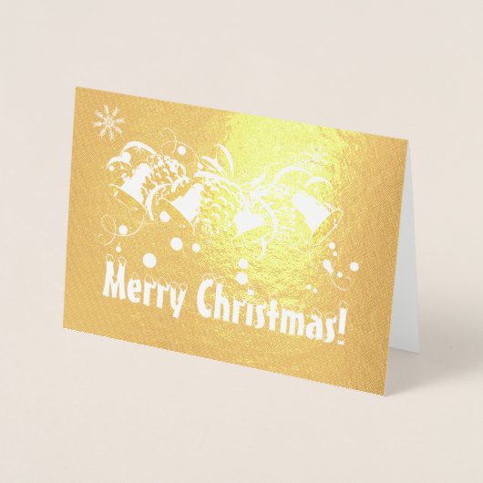 ラグジュアリー実在金ゴールドメリークリスマスタイポグラフィ 箔カード (正面)