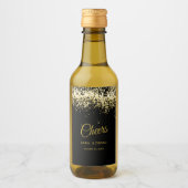 ラグジュアリー応援きらめくミニワインラベル金ゴールドブラック ワインラベル (正面)