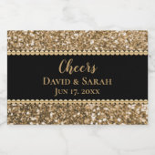 ラグジュアリー応援きらめくミニワイン金ゴールドグリッターピー スパークリングワインラベル (シングルラベル)