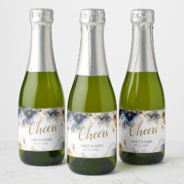 ラグジュアリー応援フローラネイビーブルー スパークリングワインラベル