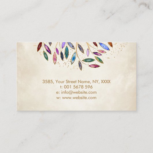 ラグジュアリー抽象芸術カラフルツリーゲ葉ード 名刺 (裏面)