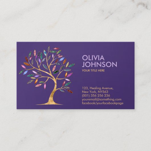 ラグジュアリー抽象芸術カラフルツリーゲ葉ード 名刺 (正面)