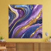 ラグジュアリー抽象芸術キャンバスウォールアート | 紫、青、および キャンバスプリント (インサイチュ (リビング))