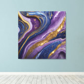 ラグジュアリー抽象芸術キャンバスウォールアート | 紫、青、および キャンバスプリント (インサイチュ (ウッドフロア))