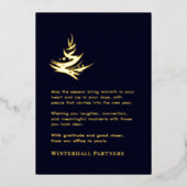 ラグジュアリー抽象芸術ツリーネイビーブルー金ゴールド 箔シーズンカード (正面)