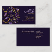 ラグジュアリー抽象芸術葉アメジストブランチ 名刺 (正面/裏面)