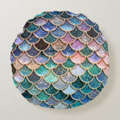 ラグジュアリー数々のカラーグリッターマーメイドはかりで測 ラウンドクッション (正面)