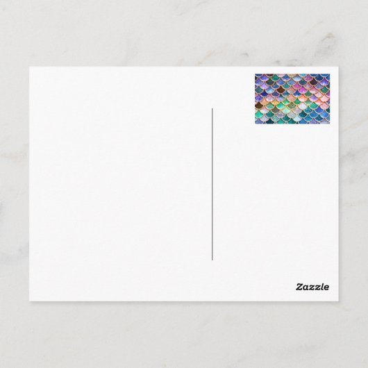 ラグジュアリー数々のサマーカラーグリッターマーメイドはかりで測 ポストカード (裏面)