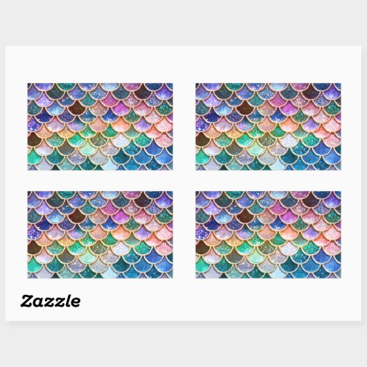 ラグジュアリー数々のサマーカラーグリッターマーメイドはかりで測 長方形シール (シート)