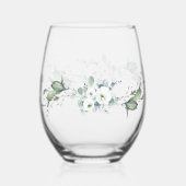 ラグジュアリー春ワイルドフラワーアイビーバラ庭園の結婚式 ステムなしワイングラス (裏面)