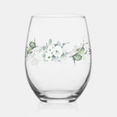 ラグジュアリー春ワイルドフラワーアイビーバラ庭園の結婚式 ステムなしワイングラス (正面)