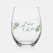 ラグジュアリー春ワイルドフラワーアイビーバラ庭園の結婚式 ステムなしワイングラス (裏面)