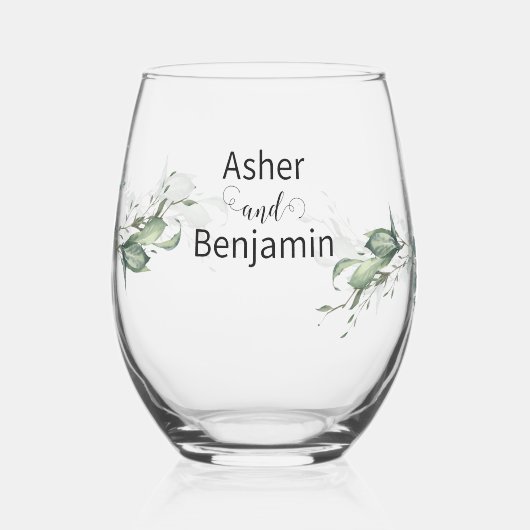 ラグジュアリー春ワイルドフラワーアイビーバラ庭園の結婚式 ステムなしワイングラス (左)