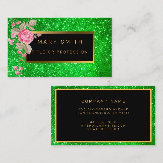 ラグジュアリー最高のグ人気があるリー金ゴールドグリッター 名刺 (正面/裏面)