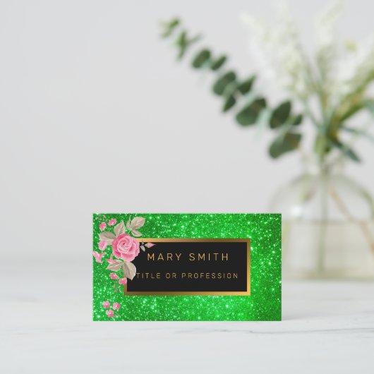 ラグジュアリー最高のグ人気があるリー金ゴールドグリッター 名刺 (スタンド正面)