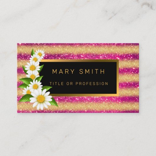 ラグジュアリー最高のピ人気があるンク金ゴールドグリッター 名刺 (正面)