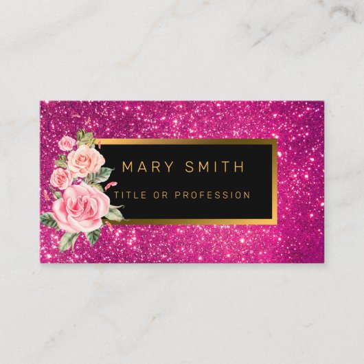 ラグジュアリー最高のピ人気があるンク金ゴールドグリッター 名刺 (正面)