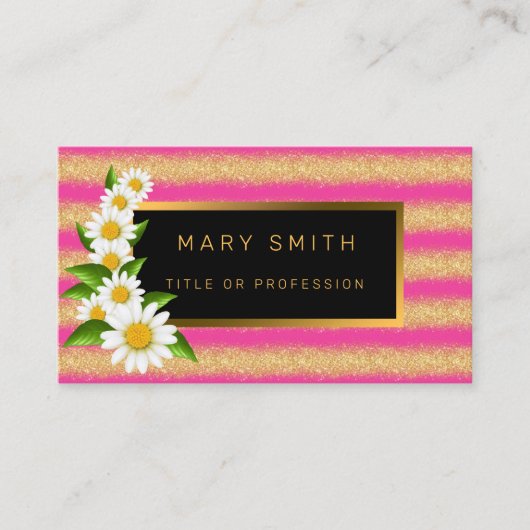 ラグジュアリー最高のピ人気があるンク金ゴールドグリッター 名刺 (正面)