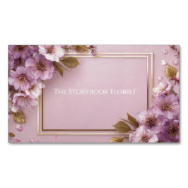 ラグジュアリー桜&金ゴールドリーフピンクパープル マグネット名刺