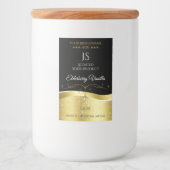 ラグジュアリー波状金ゴールドデコールダークブラックモノグラムラベル フードラベル (正面)