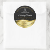 ラグジュアリー波状金ゴールドデコールダークブラックモノグラムラベル ラウンドシール (バッグ)