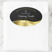 ラグジュアリー波状金ゴールドデコールダークブラックモノグラムラベル 楕円形シール (バッグ)