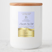 ラグジュアリー波状金ゴールドライトブルーモノグラム製品ラベル フードラベル (正面)