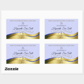 ラグジュアリー波状金ゴールドライトブルーモノグラム製品ラベル 長方形シール (シート)