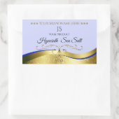 ラグジュアリー波状金ゴールドライトブルーモノグラム製品ラベル 長方形シール (バッグ)