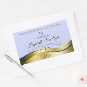 ラグジュアリー波状金ゴールドライトブルーモノグラム製品ラベル 長方形シール (封筒)