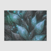 ラグジュアリー洗練されたティール（緑がかった色）ブラック白熱［赤熱］光を放つリーフ 薄葉紙 (正面)
