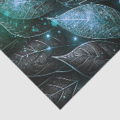 ラグジュアリー洗練されたティール（緑がかった色）ブラック白熱［赤熱］光を放つリーフ 薄葉紙 (詳細)